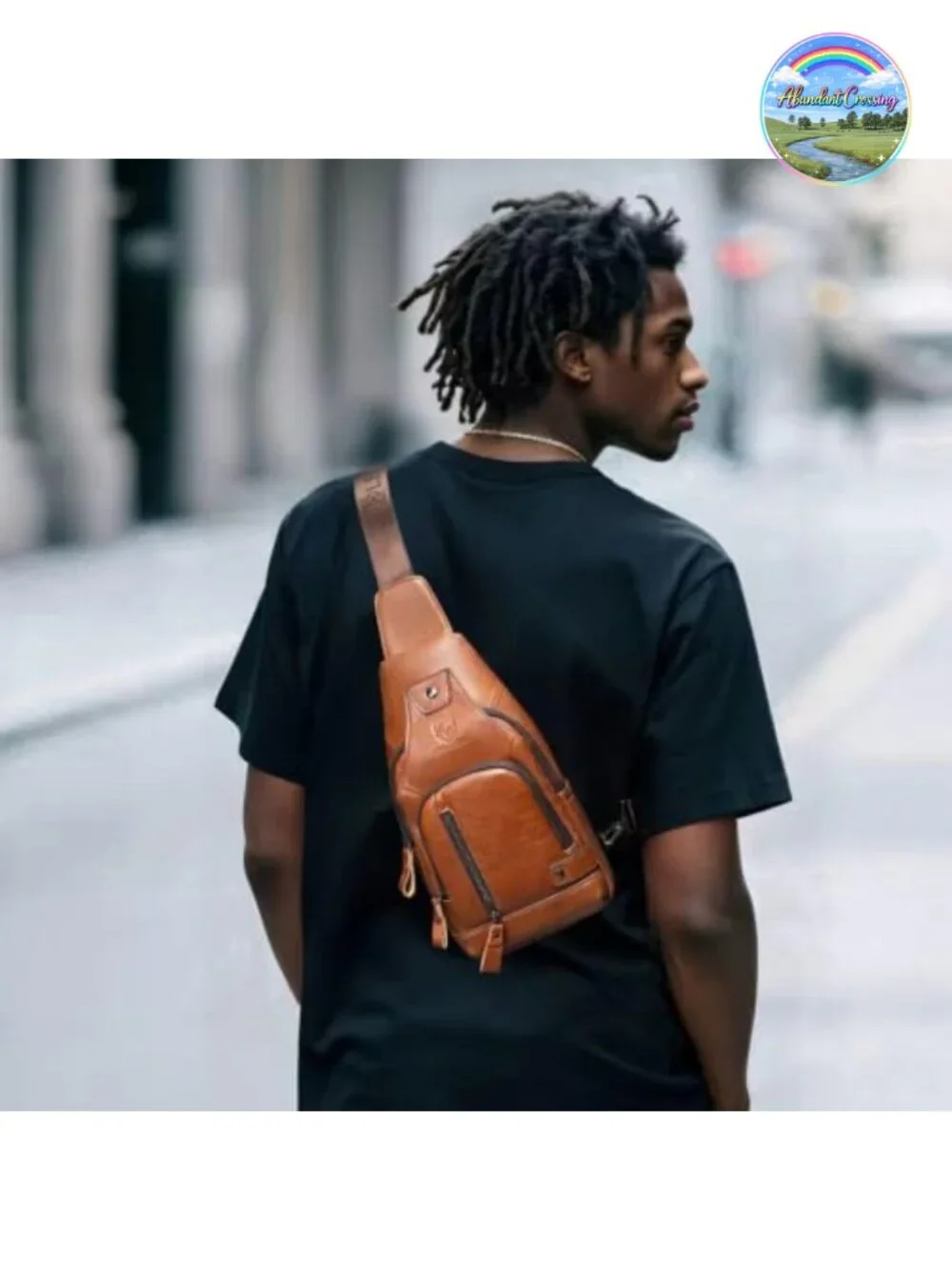 Men's Genuine Leather Sling Bag Crossbody Chest Shoulder Bag